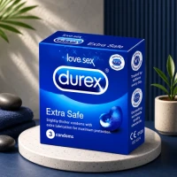 Durex Extra Safe Condom 3pcs Pack | Thick & Extra Lubricated Natural Latex Condom | Regular Fit 56mm