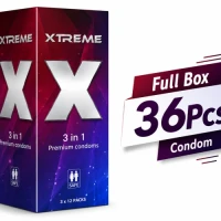 Xtreme 3 in 1 Premium Condom Full Box 36pcs | Dotted, Ribbed & Contoured Textured Condom | Peach Scent